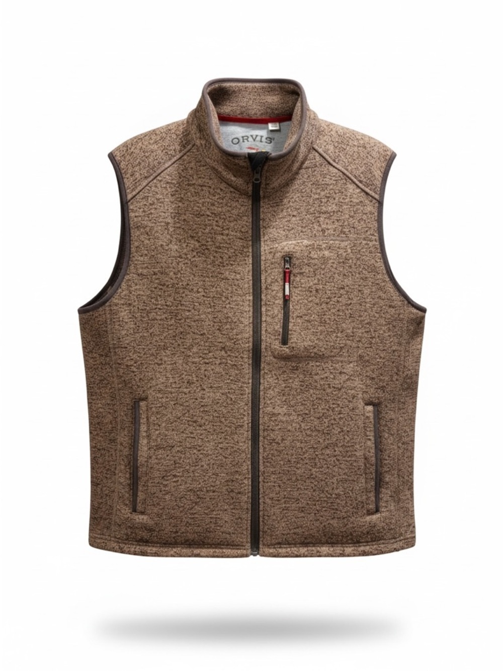 Orvis Brown Denali Sweater Fleece Vest Full Zip XL
